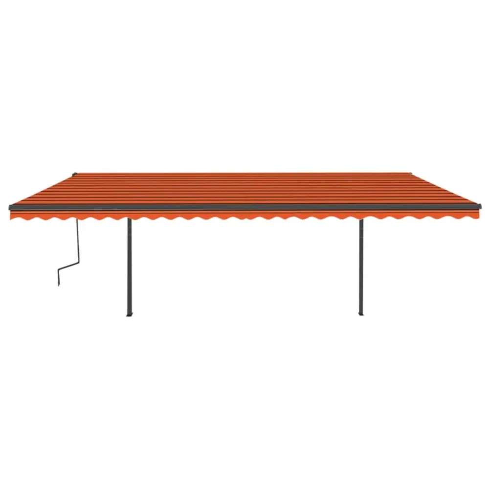 Copertină retractabilă manual, stâlpi, portocaliu/maro 6x3,5 cm