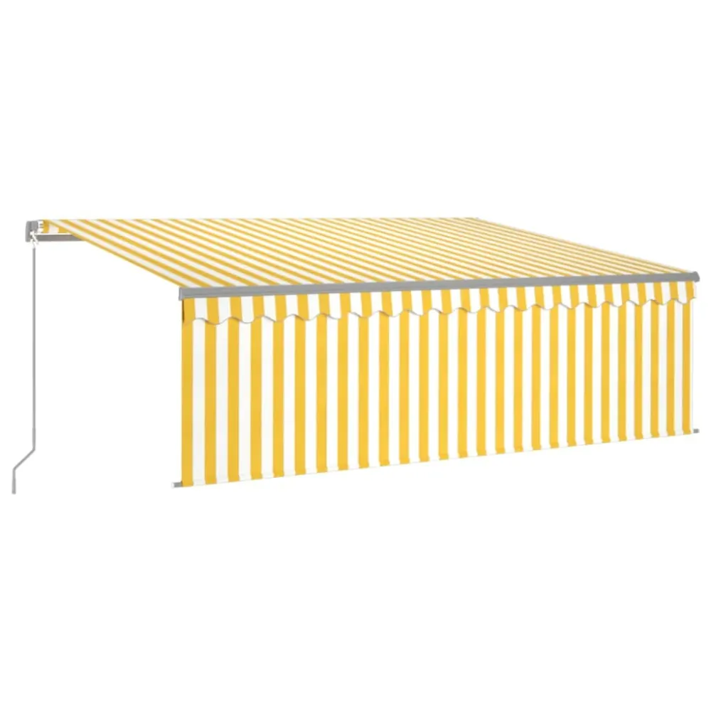 Copertină retractabilă manual cu stor&LED, galben&alb, 4x3 m