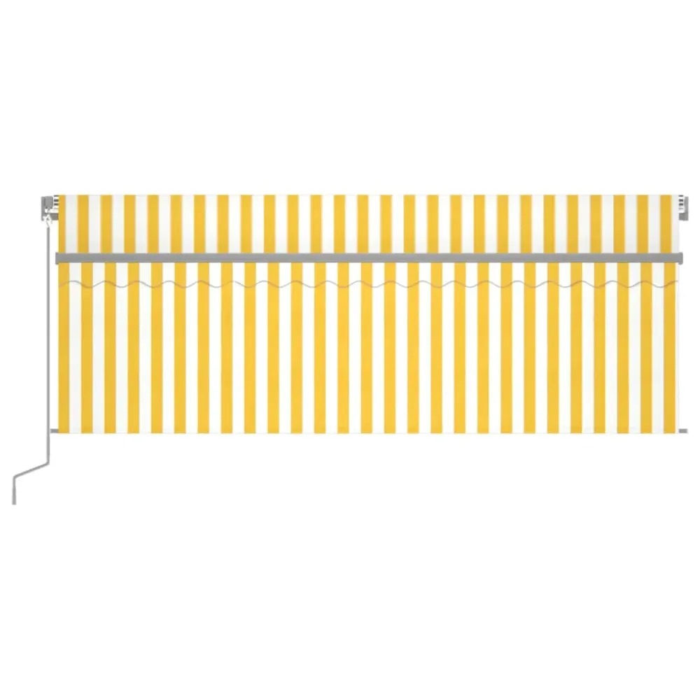 Copertină retractabilă manual cu stor&LED, galben&alb, 4x3 m