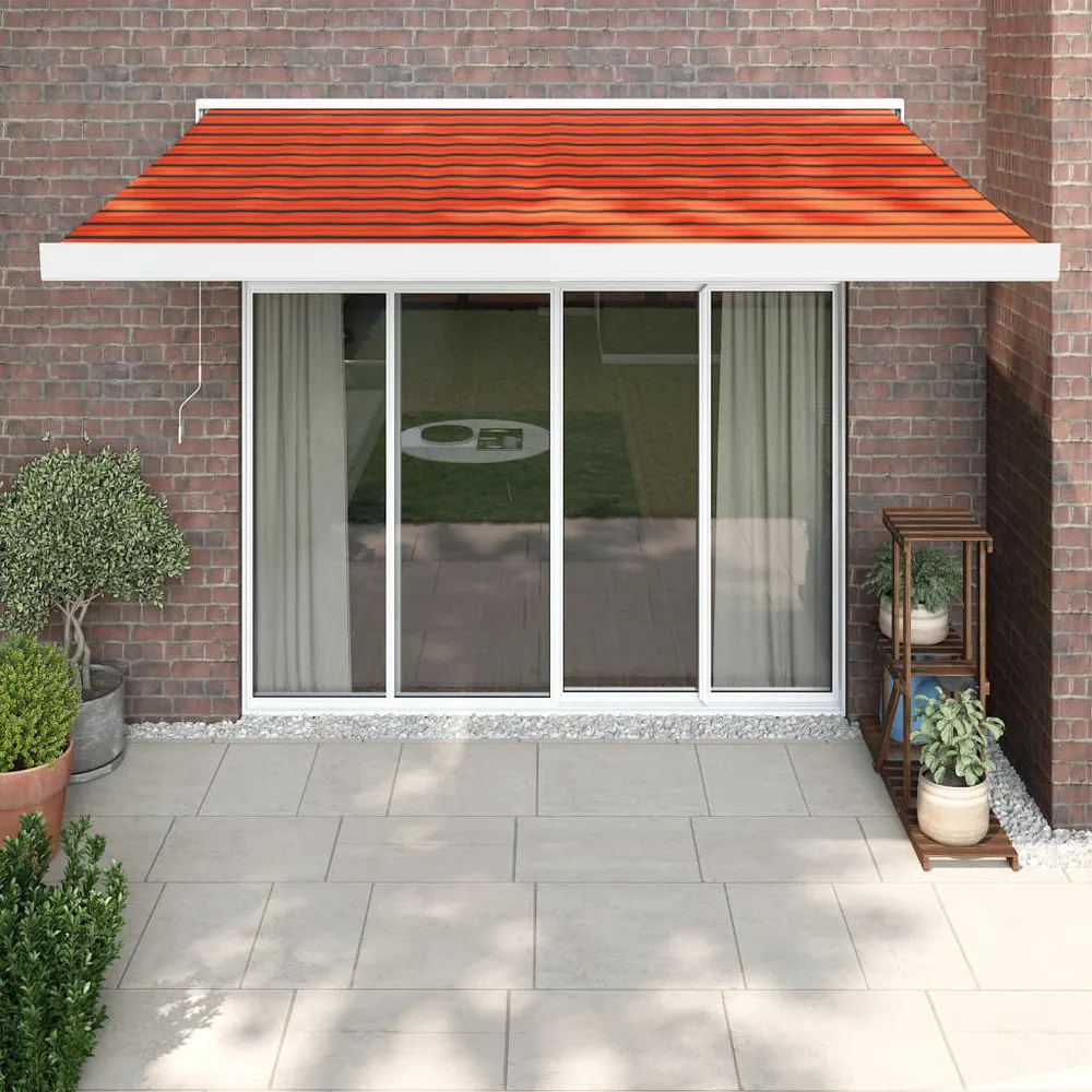 Copertină retractabilă portocaliu/maro 3x2,5 m, textil/aluminiu