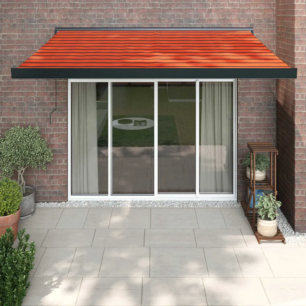 Copertină retractabilă portocaliu/maro 3x2,5 m, textil/aluminiu