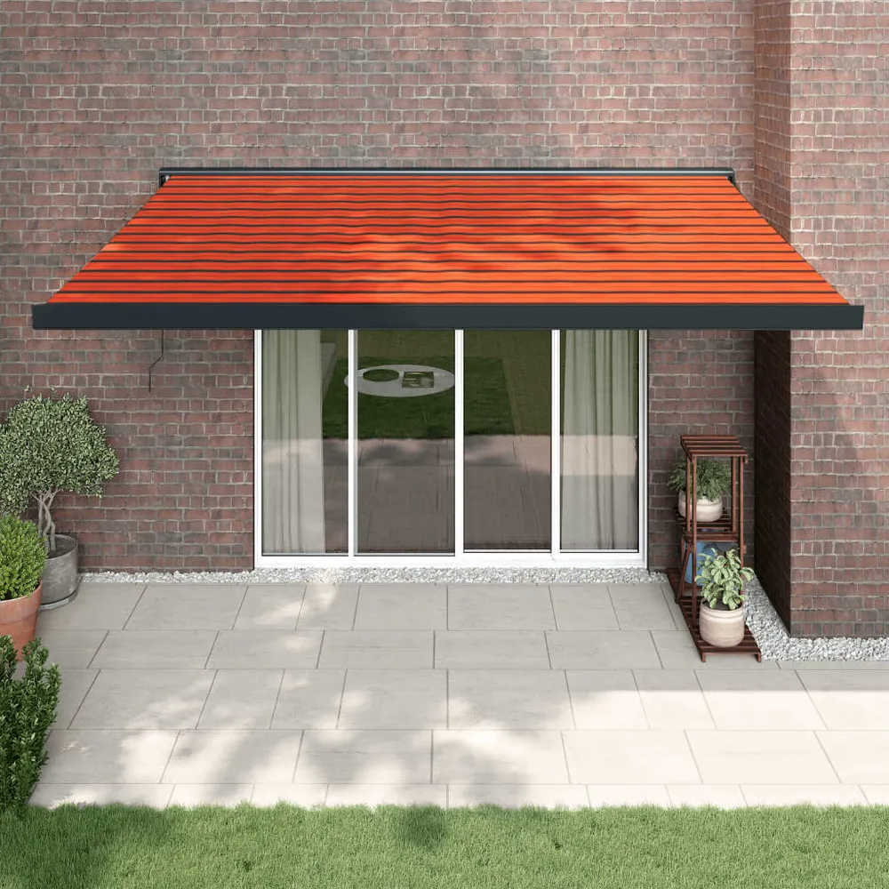 Copertină retractabilă portocaliu/maro 4,5x3 m, textil/aluminiu