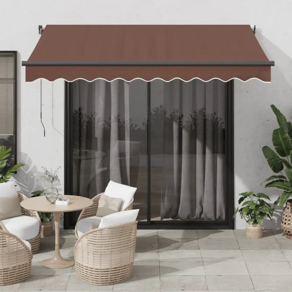 Copertina retractabilă automat cu LED-uri, maro, 300x250 cm