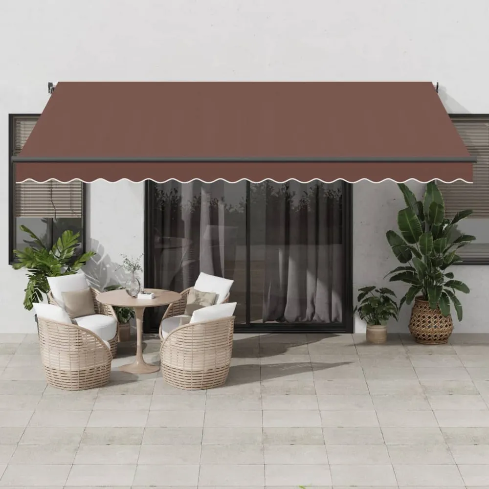 Copertina retractabilă automat cu LED-uri, maro, 450x350 cm