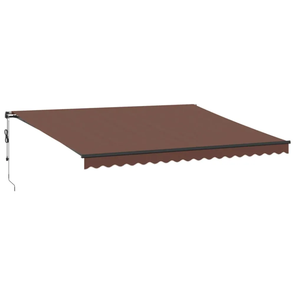 Copertina retractabilă automat cu LED-uri, maro, 450x350 cm