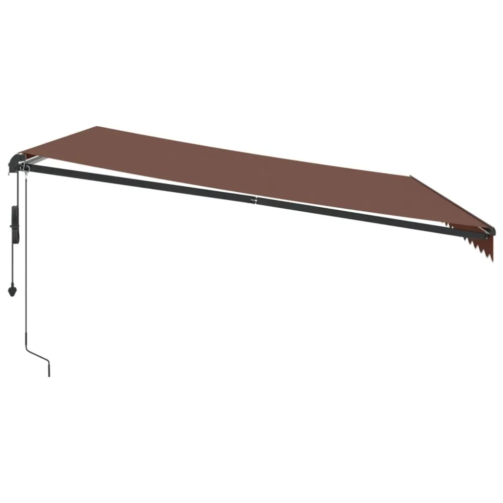 Copertina retractabilă automat cu LED-uri, maro, 450x350 cm
