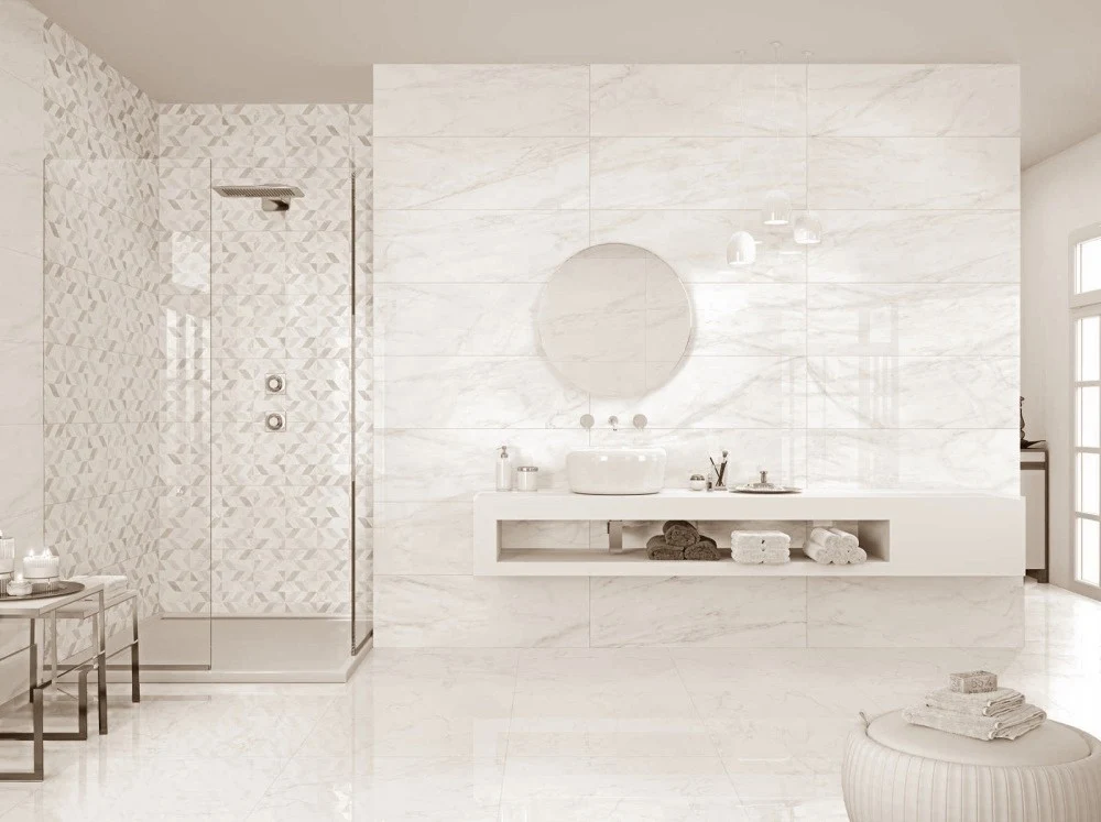 Faianta baie / bucatarie rectificata alba 30x90 cm, Marazzi Marbleplay Ivory