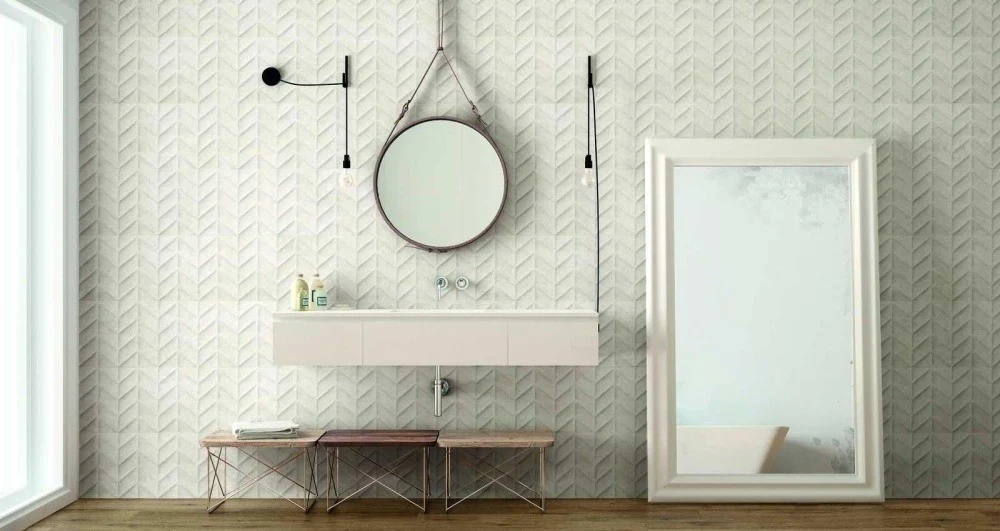 Faianta baie / bucatarie rectificata alba 30x90 cm, Marazzi Dover White Struttura Spike