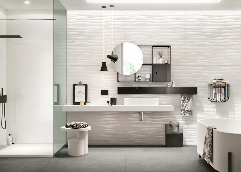 Faianta baie / bucatarie rectificata alba 40x120 cm, Marazzi Essenziale Lux
