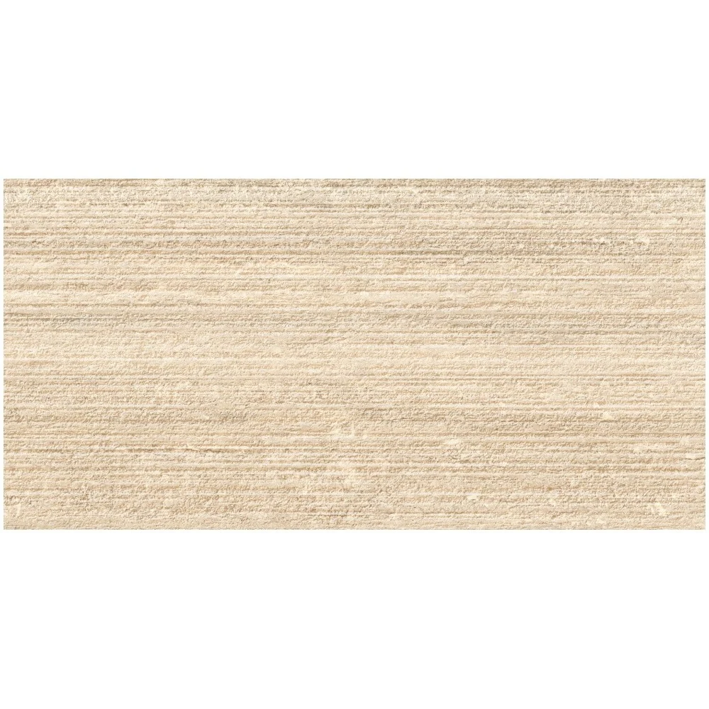Faianta baie / bucatarie rectificata crem 30x60 cm, Marazzi Mystone Travertino Classico Struttura Righe 3D