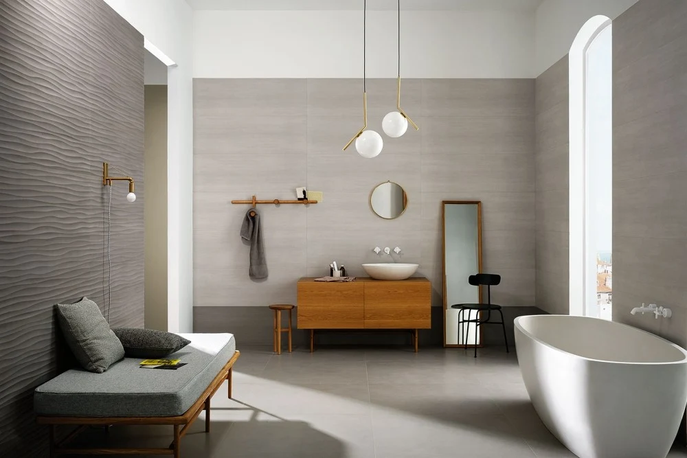 Faianta baie / bucatarie rectificata gri 40x120 cm, Marazzi Materika Grigio