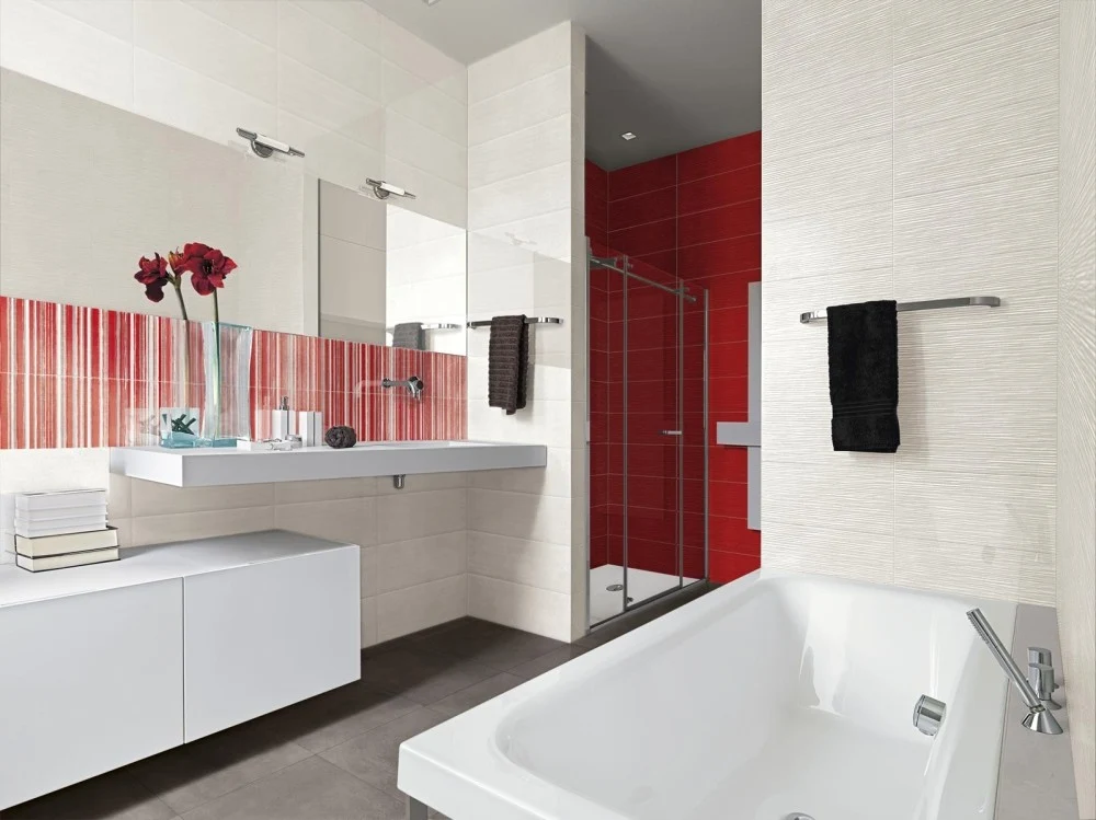 Faianta baie / bucatarie rosie 20x50 cm, Marazzi Cloud Ruby