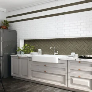 Faianta Metro Ribesalbes Bisel Sage Brillo 10x20 cm lucios