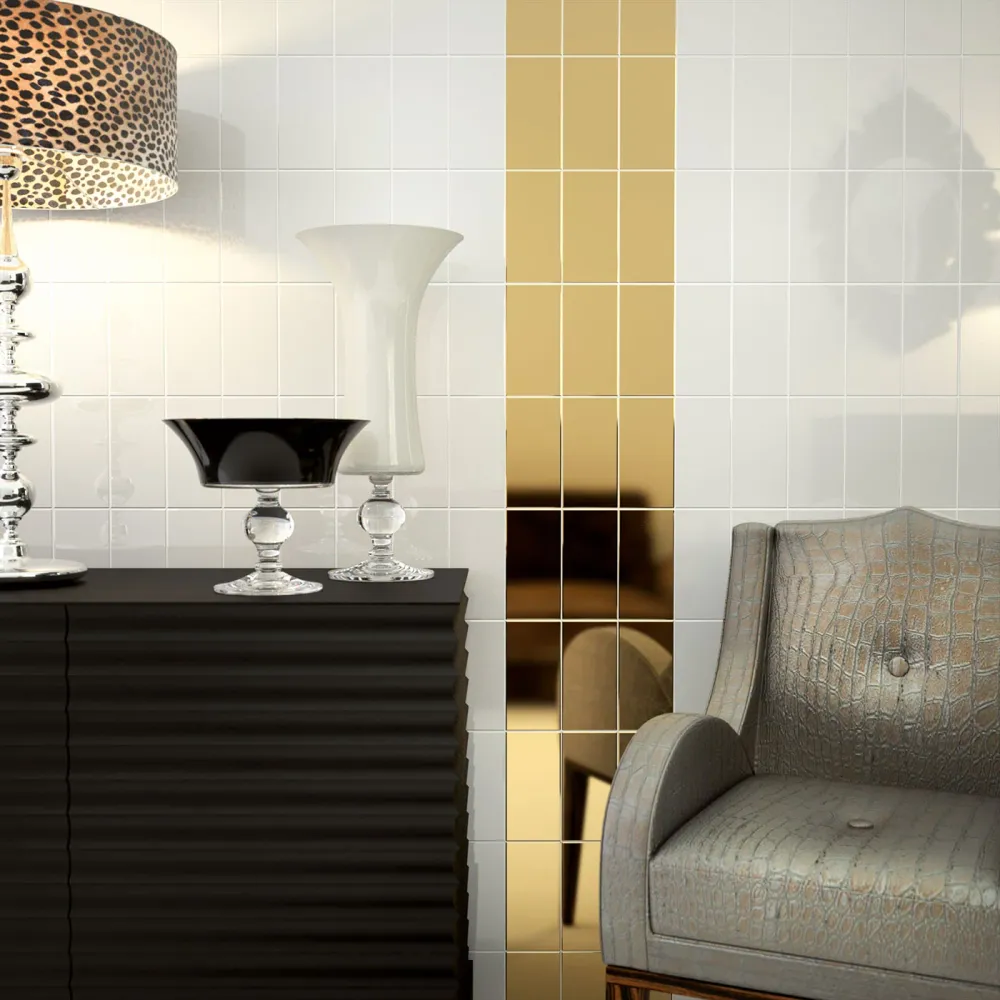 Faianta Metro Ribesalbes Liso/Flat Oro Brillo 10x20 cm lucios