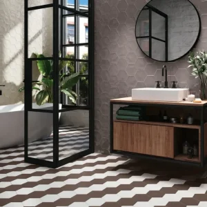 Faianta Ribesalbes Geometry Hex Charcoal Brillo Glossy 15x17.3 cm