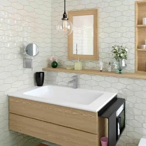 Faianta Ribesalbes Monochrome Hex Creme Glossy 10x20 cm