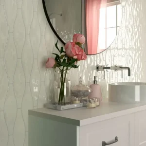 Faianta Ribesalbes Monochrome Wave Creme Glossy 7.5x30 cm