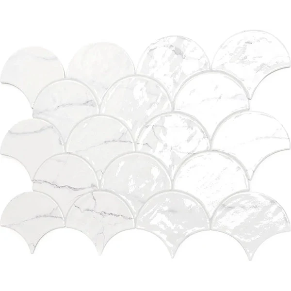 Faianta Ribesalbes Shaped Marble Drop Carrara Gloss 15,2x17,2 cm