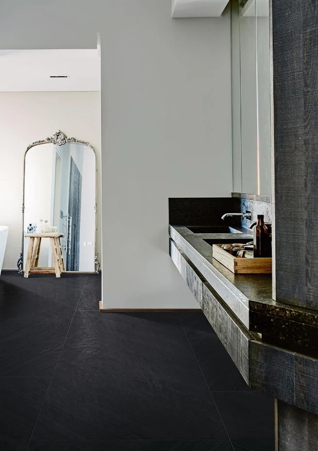Gresie exterior / interior neagra 75x150 cm, Marazzi Mystone Lavagna Nero