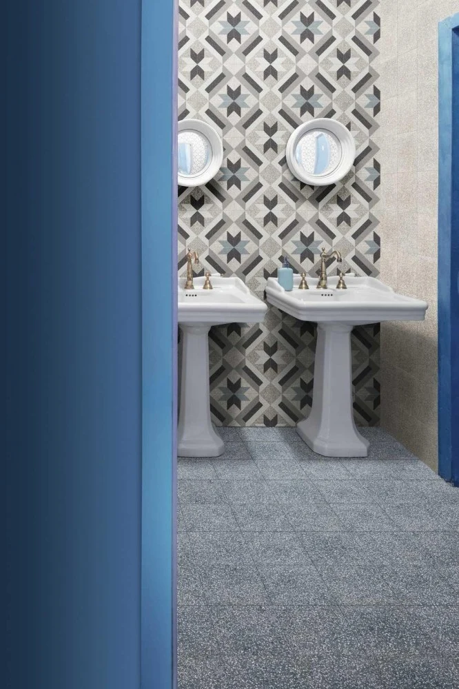 Gresie exterior / interior portelanata albastra 20x20 cm, Marazzi D_Segni Scaglie Blue