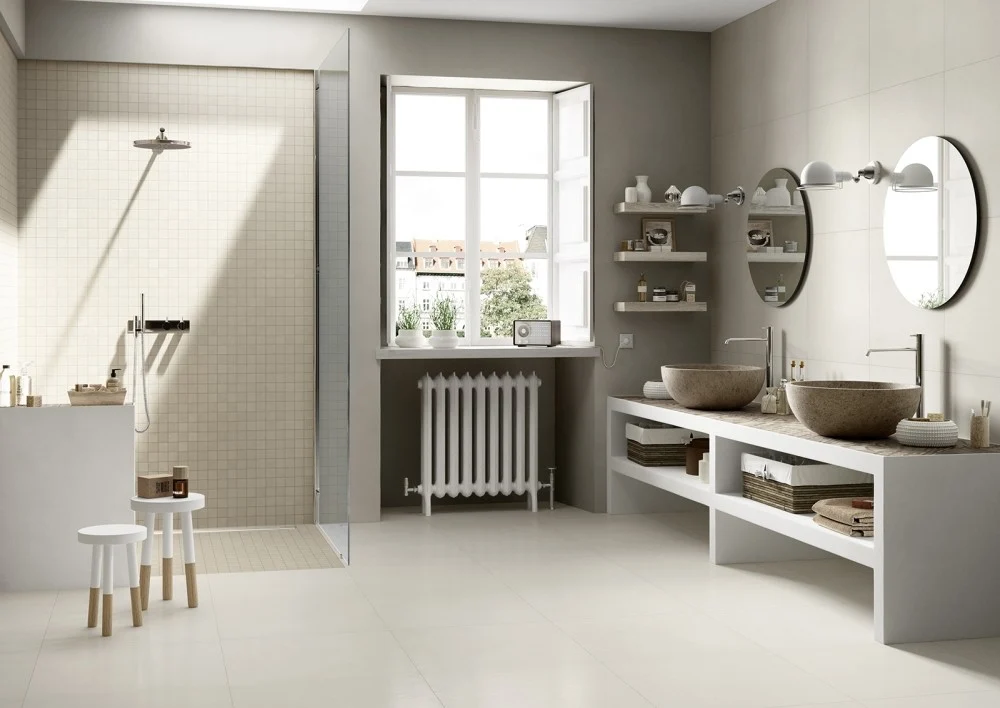 Gresie exterior / interior portelanata rectificata alba 60x120 cm, Marazzi Block White