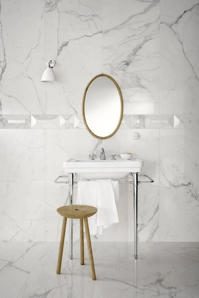 Gresie exterior / interior portelanata rectificata alba 60x60 cm, Marazzi Allmarble Calacatta Extra