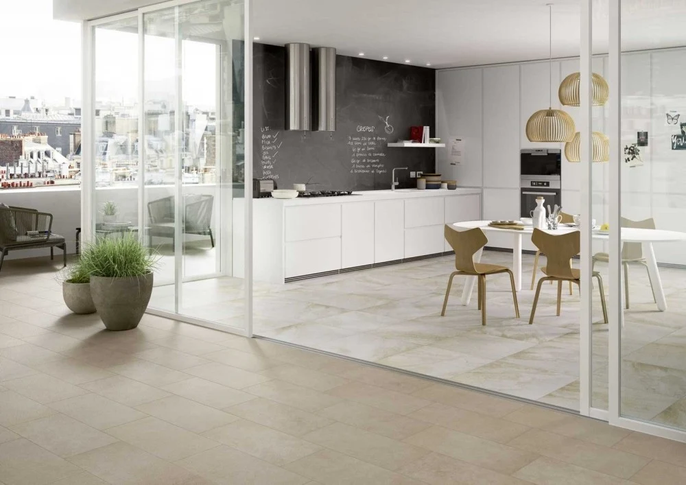 Gresie exterior / interior portelanata rectificata bej 30x120 cm, Marazzi Mystone Quarzite Beige