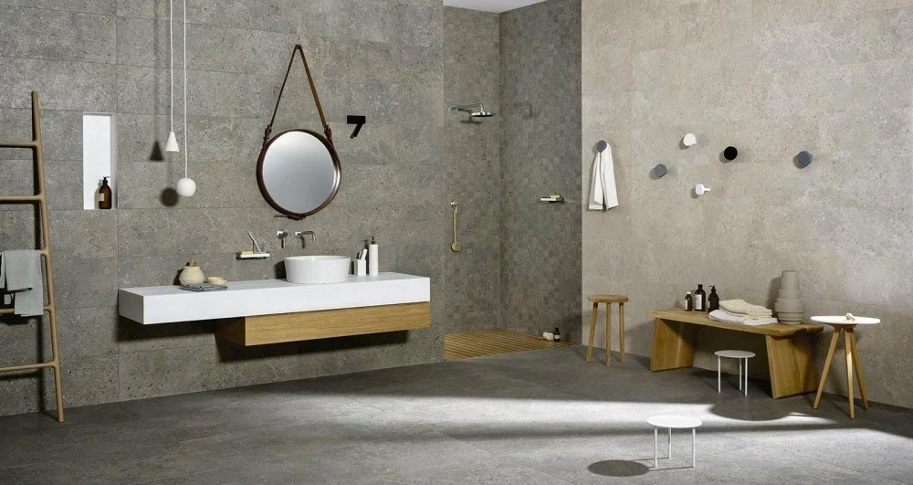 Gresie exterior / interior portelanata rectificata bej 30x120 cm, Marazzi Mystone Gris Fleury Beige