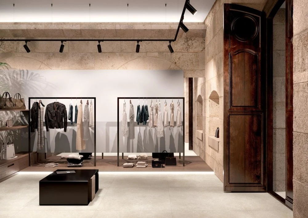 Gresie exterior / interior portelanata rectificata crem 75x150 cm, Marazzi Mystone Limestone Ivory Velvet