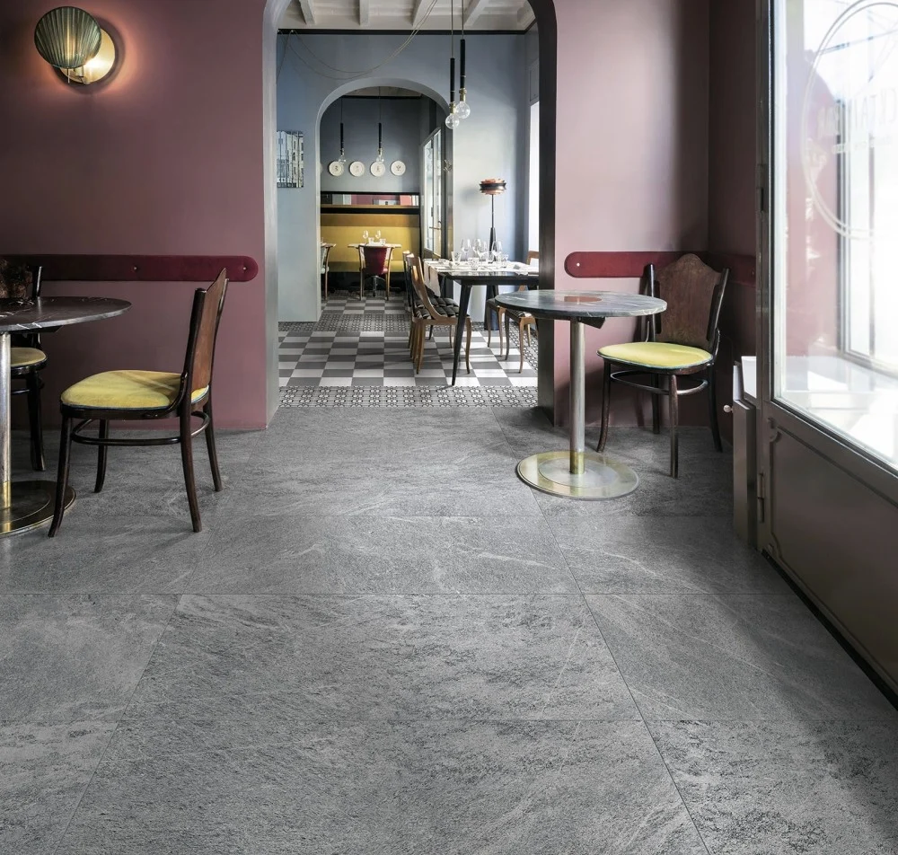 Gresie exterior / interior portelanata rectificata gri 60x60 cm, Marazzi Mystone Quarzite Platinum