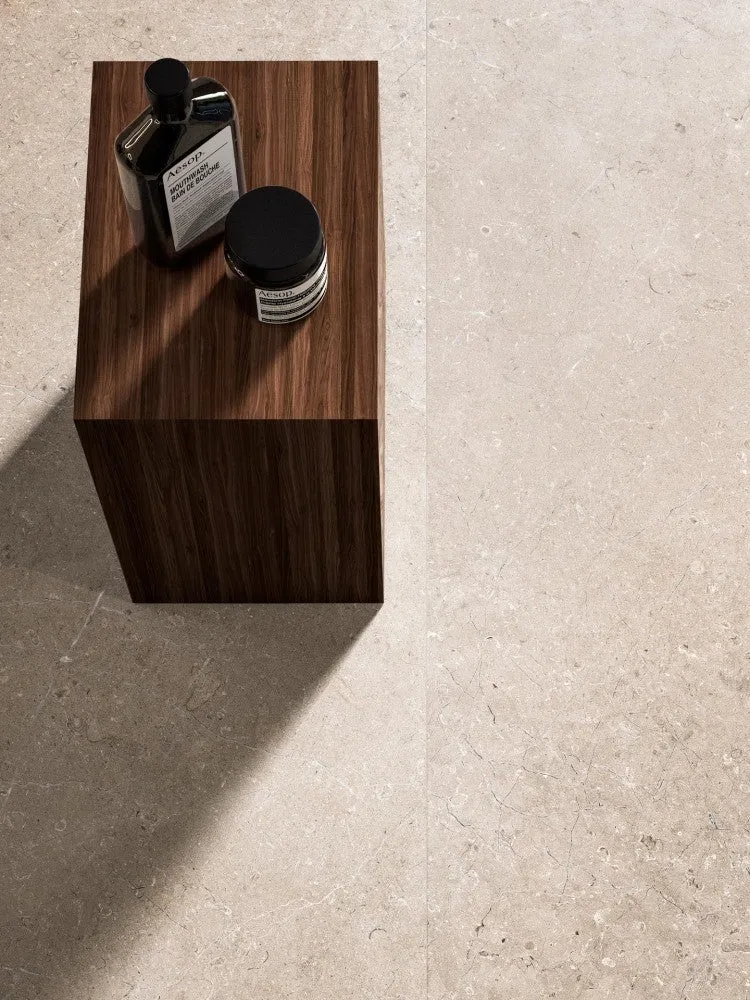 Gresie exterior / interior portelanata rectificata gri 30x60 cm, Marazzi Mystone Limestone Taupe