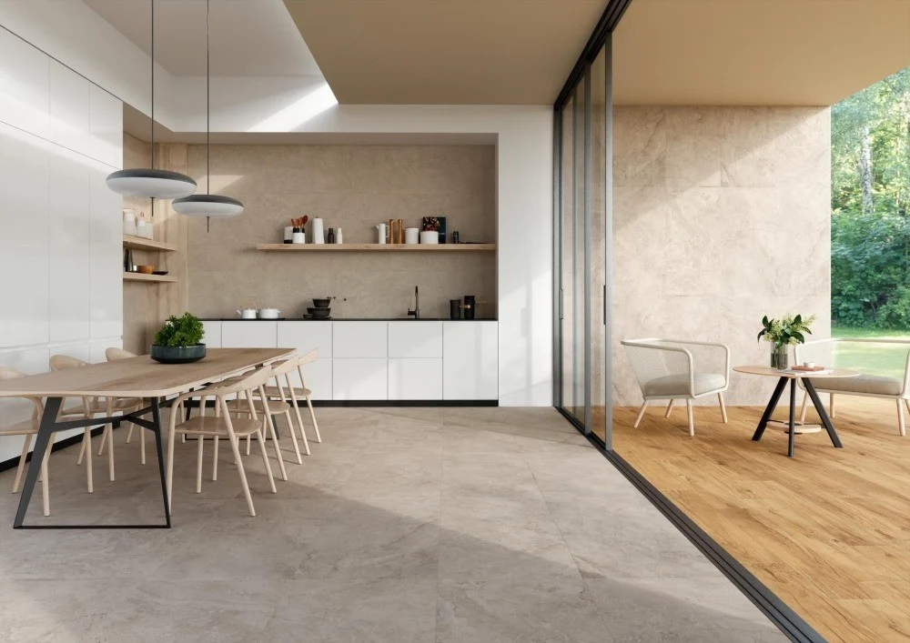 Gresie exterior / interior portelanata rectificata gri 60x60 cm, Marazzi Puro Alba Greige