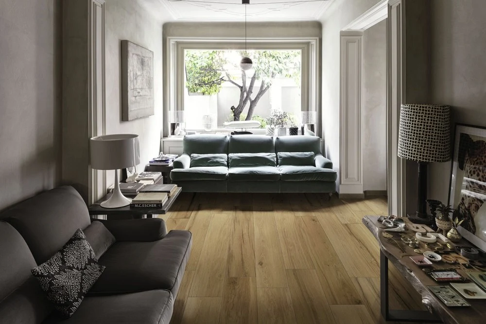 Gresie exterior / interior portelanata rectificata maro 20x120 cm, Marazzi Treverklife Honey