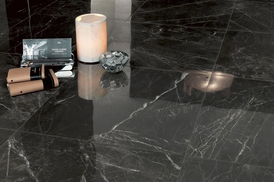Gresie exterior / interior portelanata rectificata neagra 60x60 cm, Marazzi Allmarble Elegant Black Lux