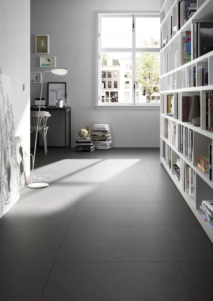 Gresie exterior / interior portelanata rectificata neagra 75x75 cm, Marazzi Block Black