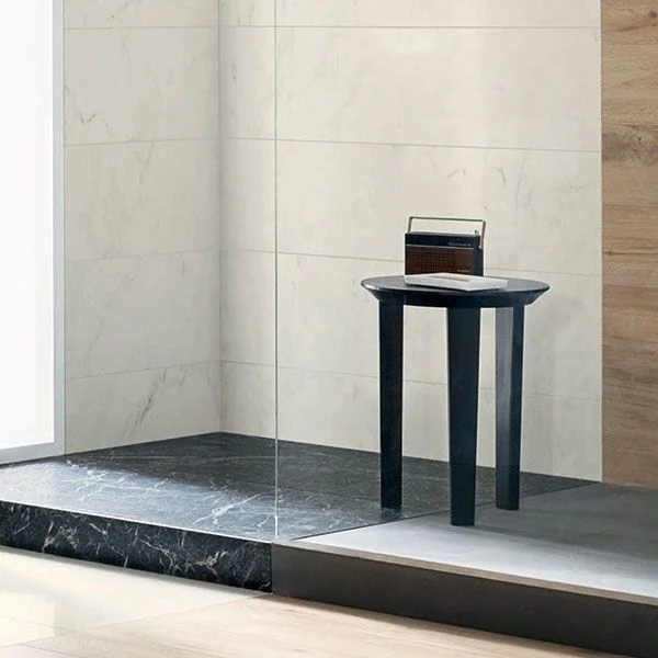 Gresie exterior portelanata rectificata alba 60x120 cm, Marazzi Allmarble Altissimo Strutturato