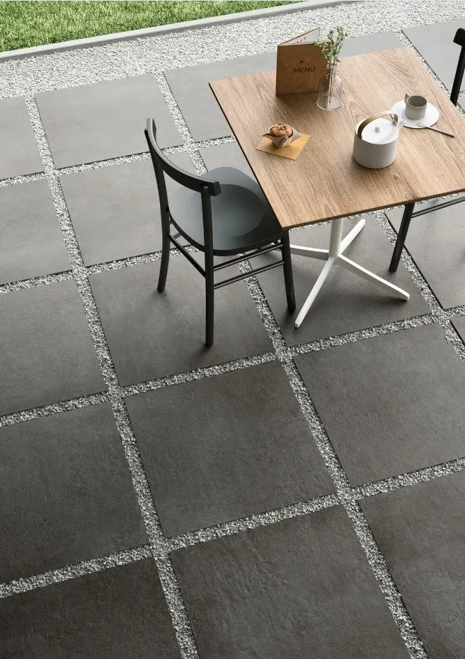 Gresie exterior portelanata rectificata antracit 60x60 cm, Marazzi Plaster20 Anthracite