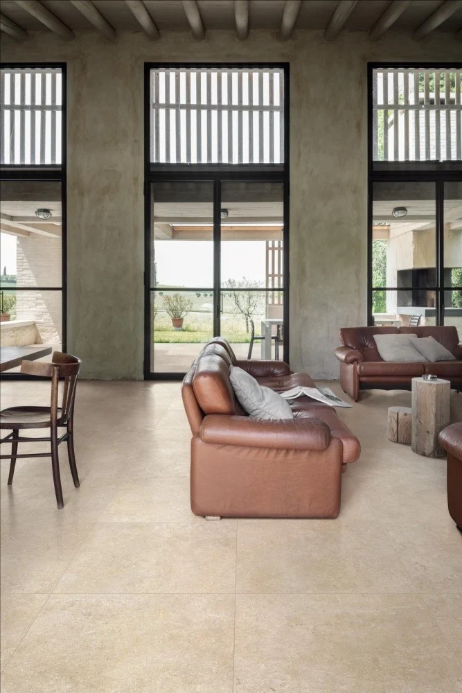 Gresie exterior portelanata rectificata bej 30x60 cm, Marazzi Mystone Limestone Sand Strutturato