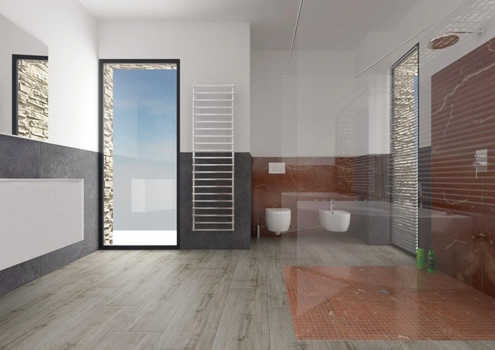 Gresie exterior portelanata rectificata gri 40x120 cm, Marazzi Treverkhome20 Strutturato Frassino