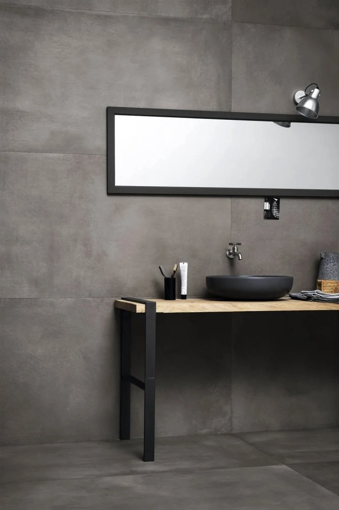 Gresie exterior portelanata rectificata gri 60x60 cm, Marazzi Powder Strutturato Crete