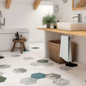Gresie faianta Ribesalbes Plain Hex White Matt 23x27 cm