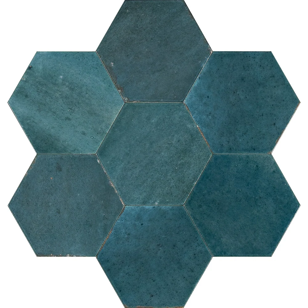 Gresie interior portelanata albastra 21x18.2 cm, Marazzi Lume Esagona