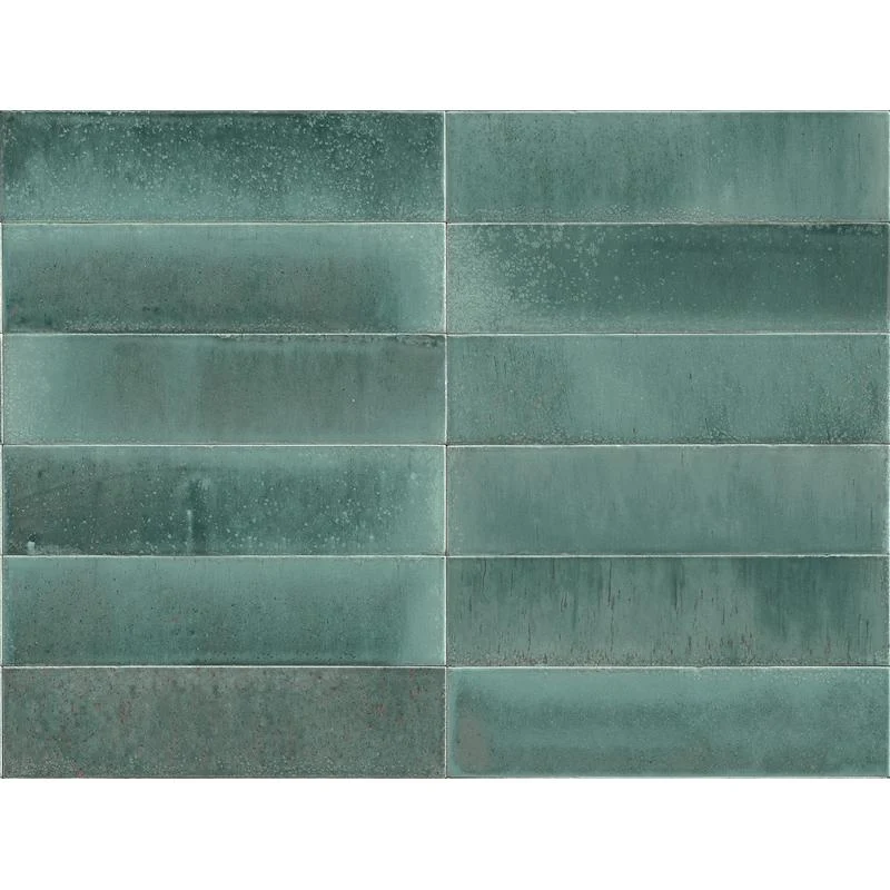 Gresie interior portelanata albastra 6x24 cm, Marazzi Lume Turquoise Lux