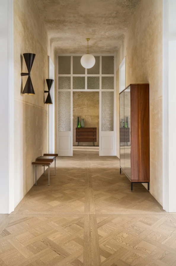 Gresie interior portelanata crem 120x120 cm, Marazzi Intrecci Versailles Nocciola