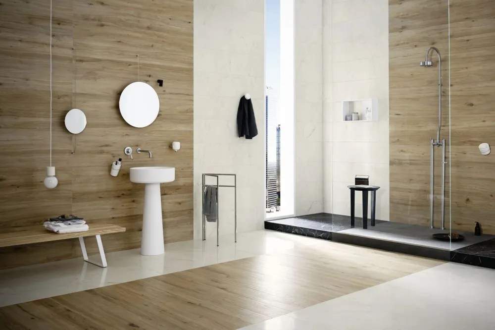 Gresie interior portelanata crem 20x120 cm, Marazzi Treverkview Miele