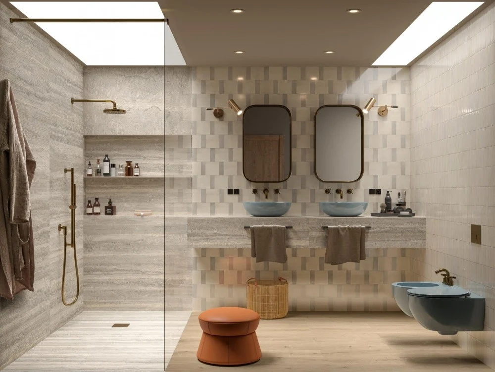 Gresie interior portelanata gri 5x15 cm, Marazzi Rice Grigio Lux
