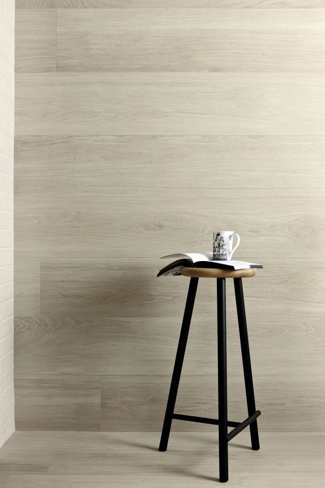 Gresie interior portelanata rectificata alba 25x150 cm, Marazzi Treverkmust White Selection