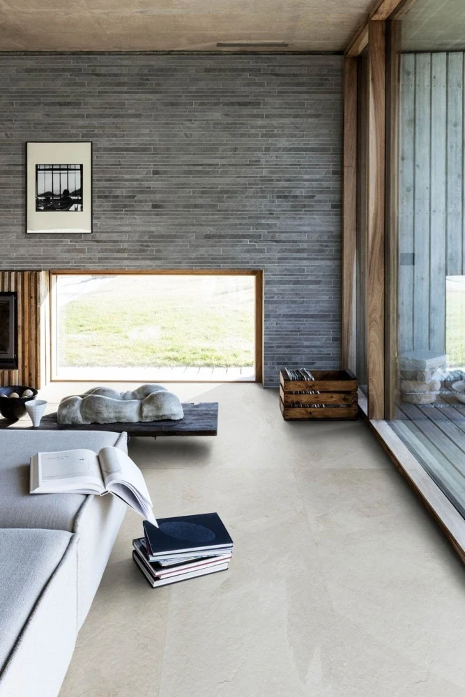 Gresie interior portelanata rectificata alba 30x60 cm, Marazzi Mystone Ardesia Bianco
