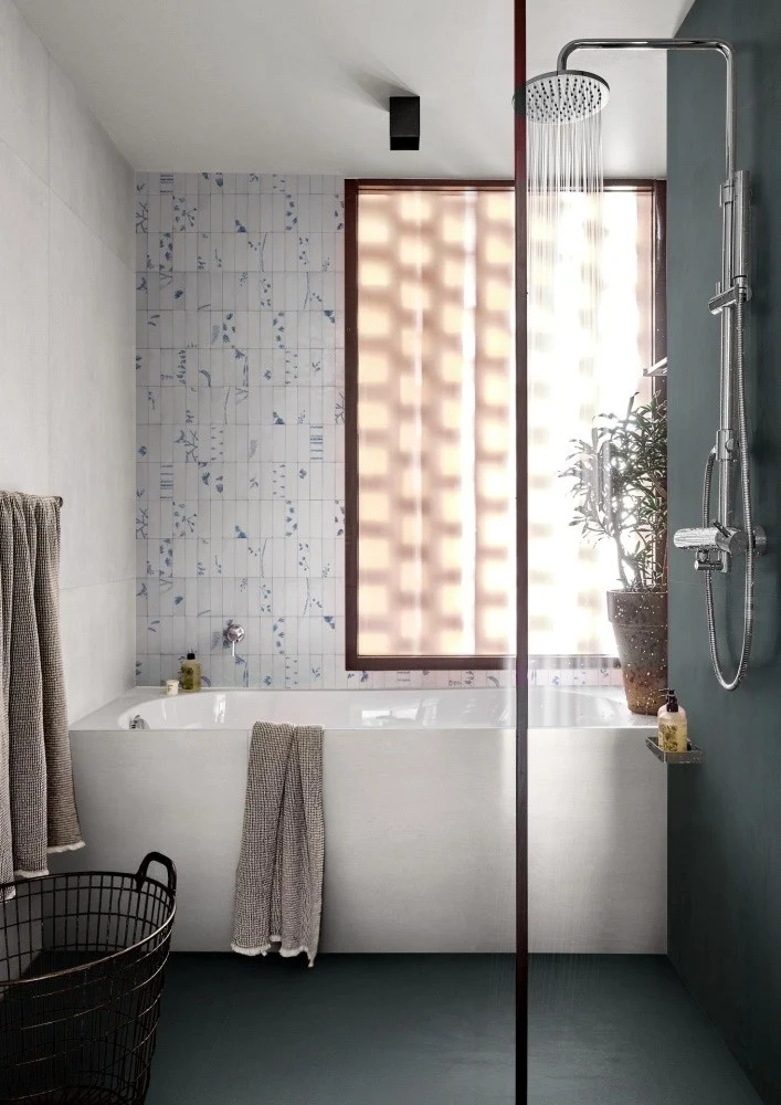 Gresie interior portelanata rectificata alba 60x120 cm, Marazzi Cementum Ash