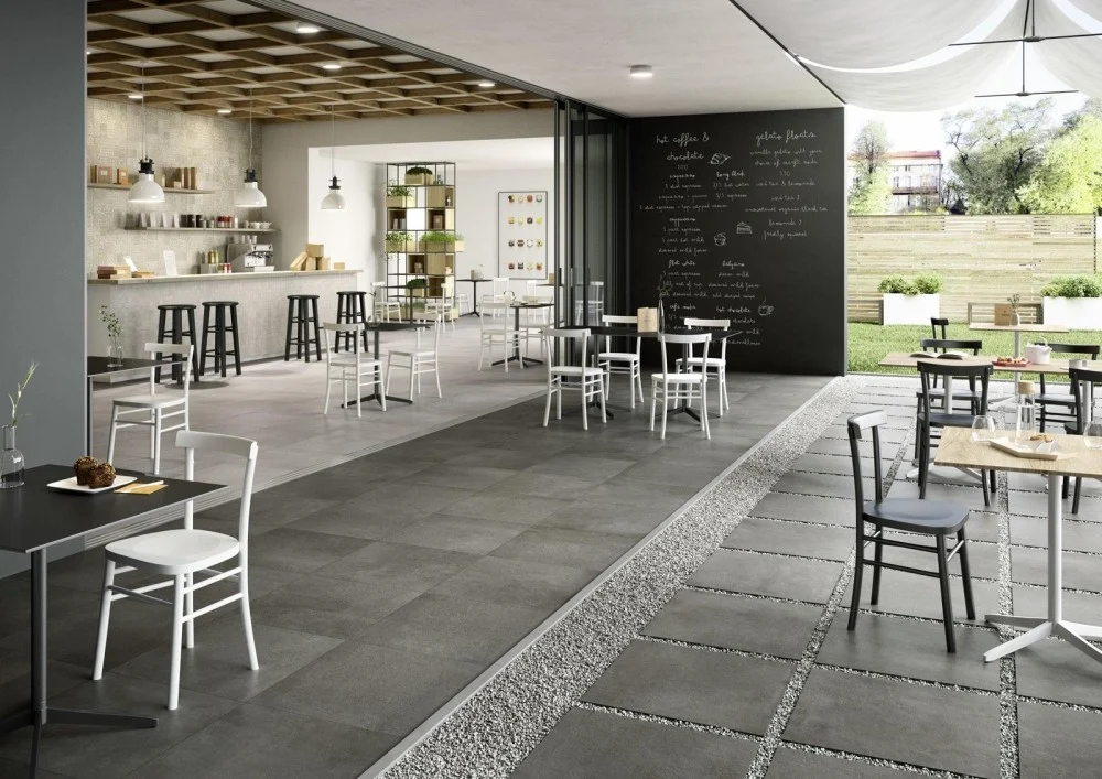 Gresie interior portelanata rectificata antracit 30x60 cm, Marazzi Plaster Anthracite